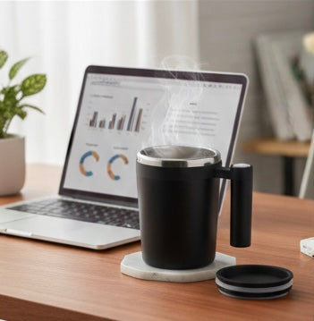 ☕✨ Self-Stirring Rechargeable Coffee Mug – One Touch Perfect Mix!