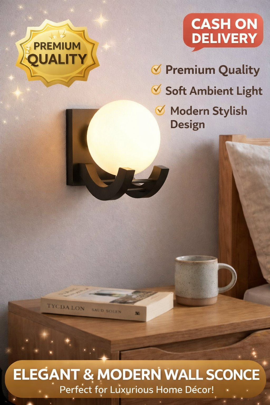 Modern Wall Sconce with Round Globe Light – Elegant & Minimalist Wall Lamp