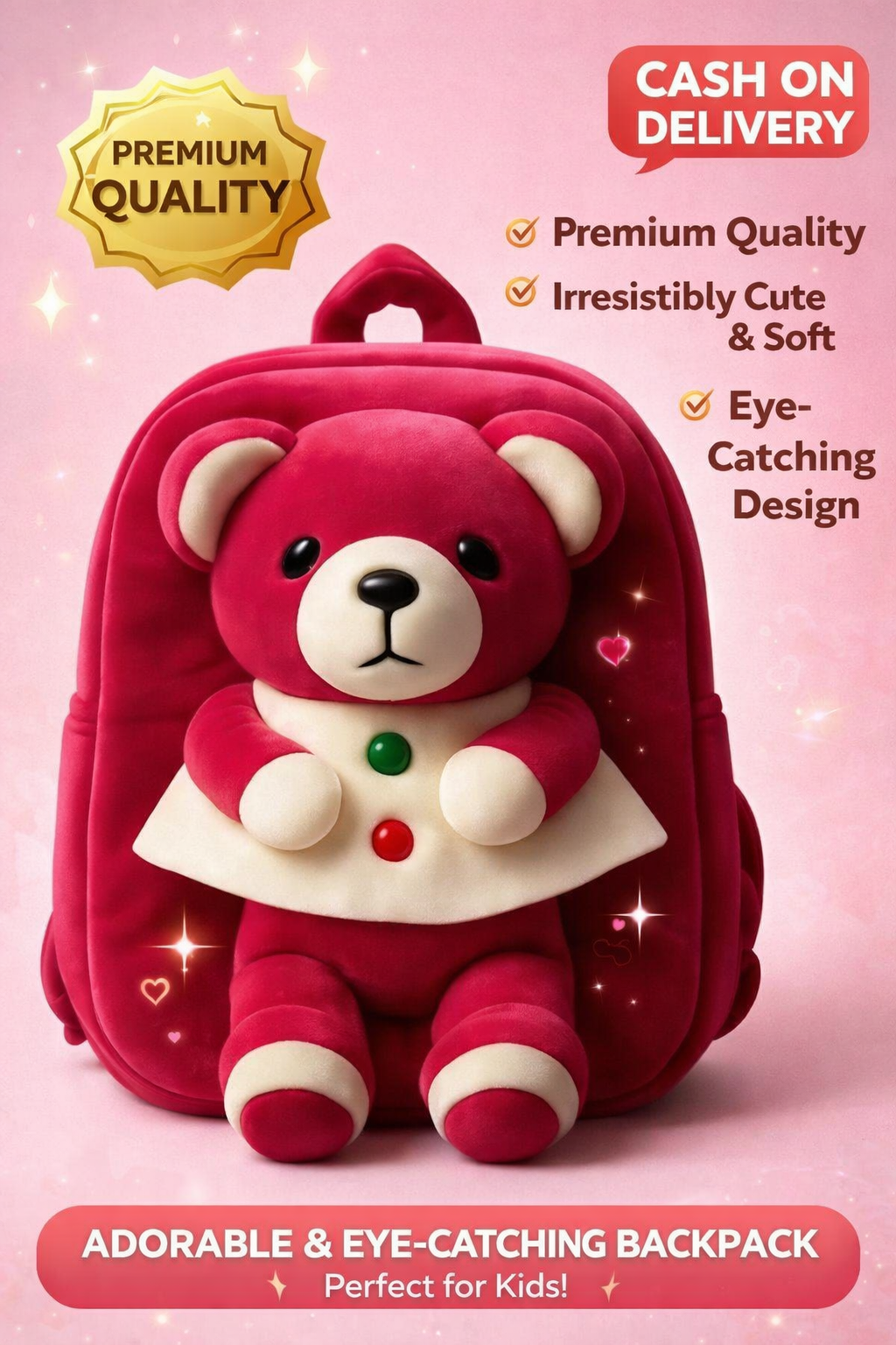 Adorable Teddy Bear Backpack – Cute, Soft & Stylish Bag for Kids