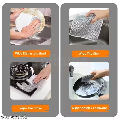 Heavy-Duty Reusable Wire Dishcloth – 10 Pack | Tough on Grease, Gentle on Surfaces