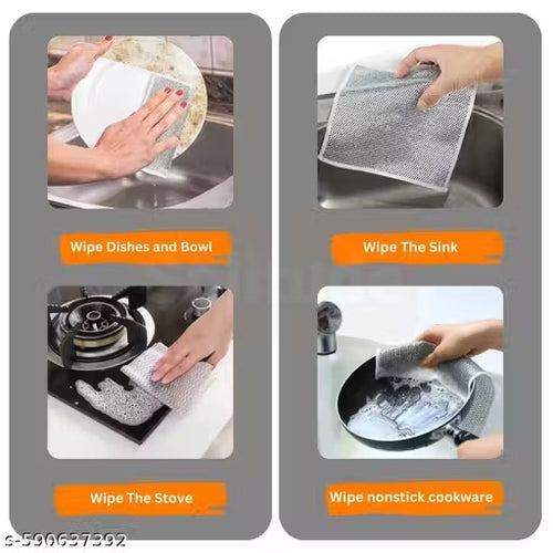 Heavy-Duty Reusable Wire Dishcloth – 10 Pack | Tough on Grease, Gentle on Surfaces